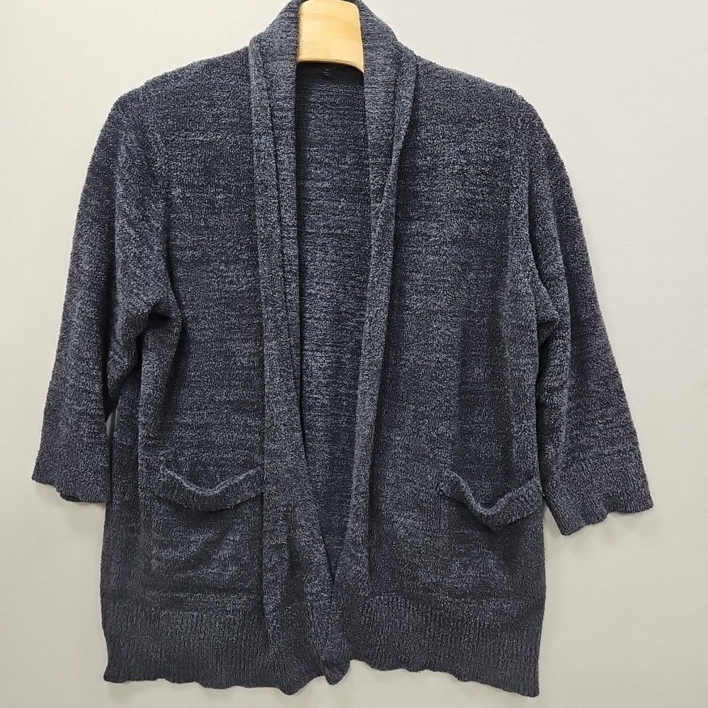 Barefoot Dreams CozyChic Plush Cardigan Womens 2X Blue Long Pockets Sweater‎